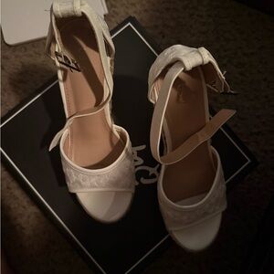 Allegra K White Wedge Sandals